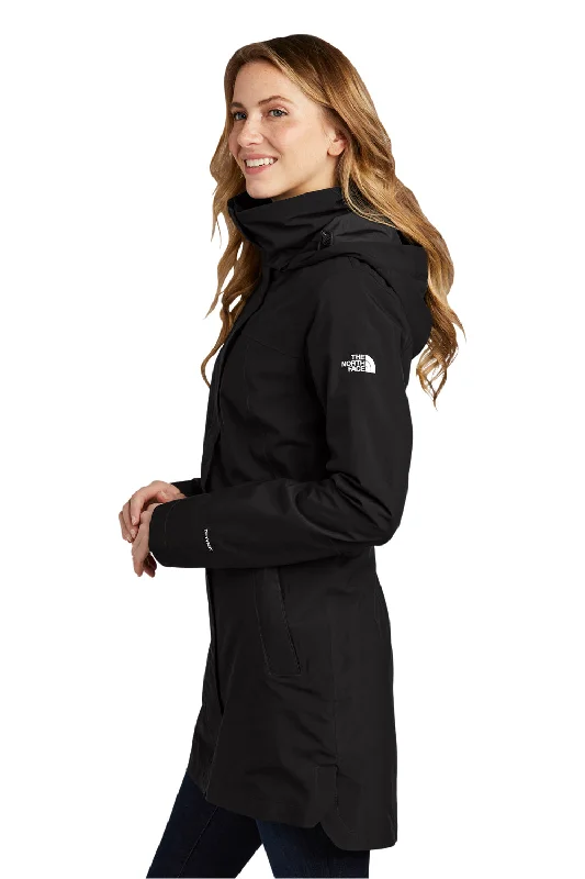 The North Face Womens City Windproof & Waterproof Full Zip Hooded Trench Coat - Black - Closeout