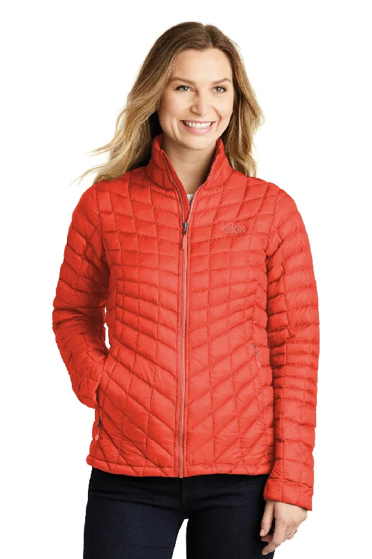 The North Face Womens ThermoBall Trekker Water Resistant Full Zip Jacket - Fire Brick Red