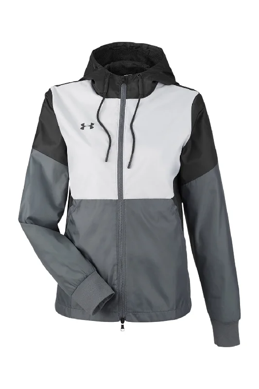 Under Armour Womens Team Legacy Wind & Water Resistant Full Zip Hooded Jacket - Black