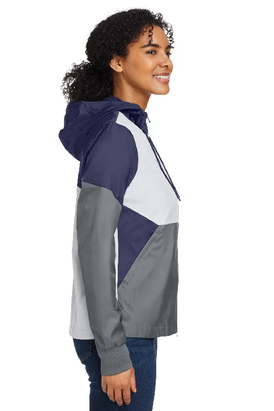 Under Armour Womens Team Legacy Wind & Water Resistant Full Zip Hooded Jacket - Navy Blue