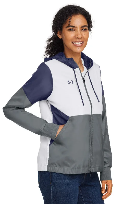 Under Armour Womens Team Legacy Wind & Water Resistant Full Zip Hooded Jacket - Navy Blue