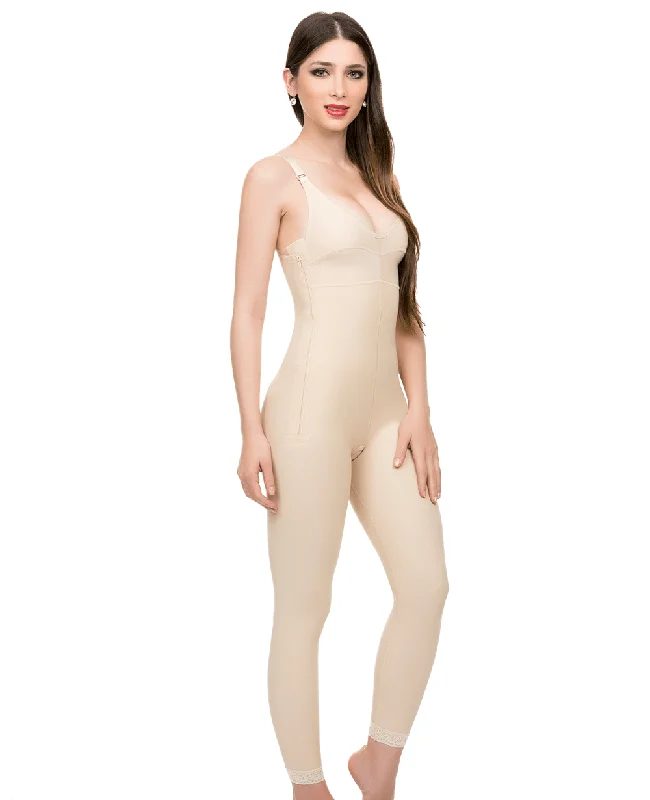 Ankle Length Compression Bodysuit w/Bra & Zippers (BB07)