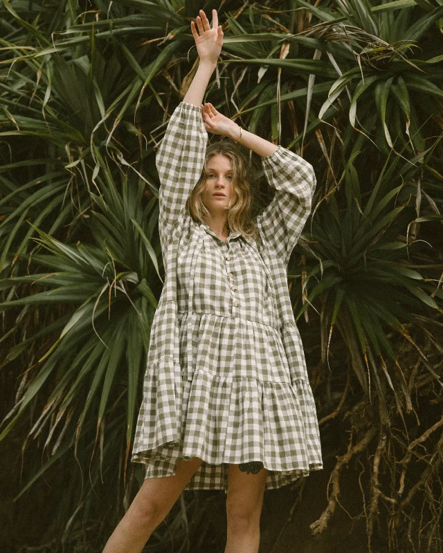 Avalon Smock Dress | Green Gingham