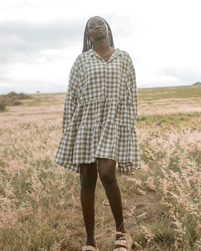 Avalon Smock Dress | Green Gingham