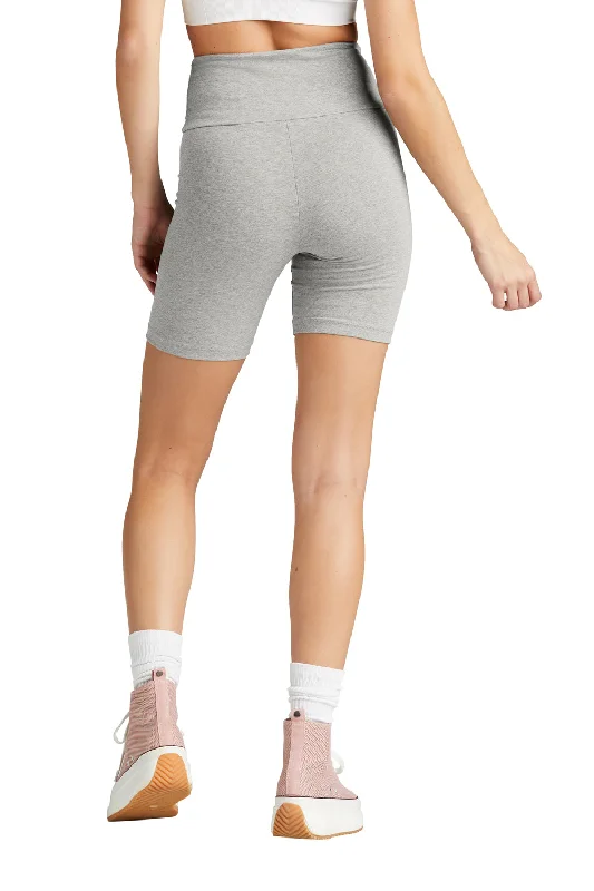 District Womens High Waist Odor Resistant Bike Shorts - Heather Light Grey