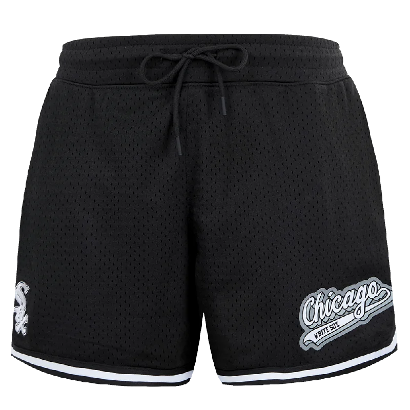 MLB CHICAGO WHITE SOX SCRIPT TAIL WOMEN'S MESH TAPE SHORT (BLACK)