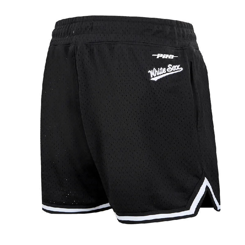 MLB CHICAGO WHITE SOX SCRIPT TAIL WOMEN'S MESH TAPE SHORT (BLACK)