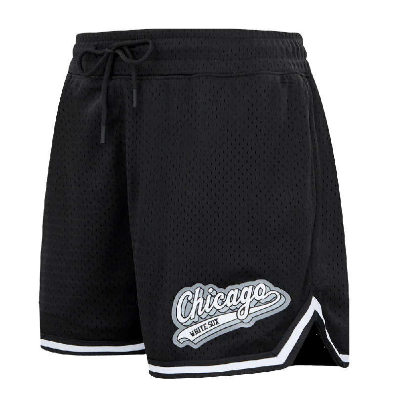 MLB CHICAGO WHITE SOX SCRIPT TAIL WOMEN'S MESH TAPE SHORT (BLACK)