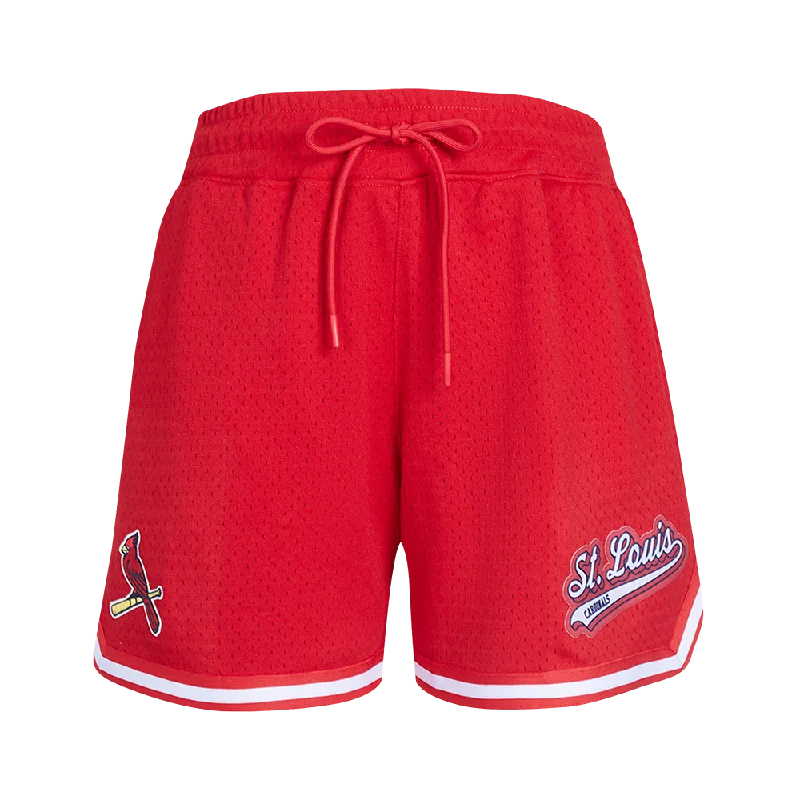 MLB ST. LOUIS CARDINALS SCRIPT TAIL WOMEN'S MESH TAPE SHORT (RED)