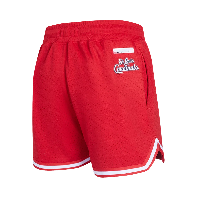 MLB ST. LOUIS CARDINALS SCRIPT TAIL WOMEN'S MESH TAPE SHORT (RED)