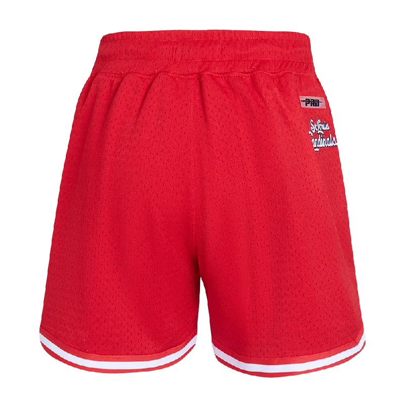 MLB ST. LOUIS CARDINALS SCRIPT TAIL WOMEN'S MESH TAPE SHORT (RED)