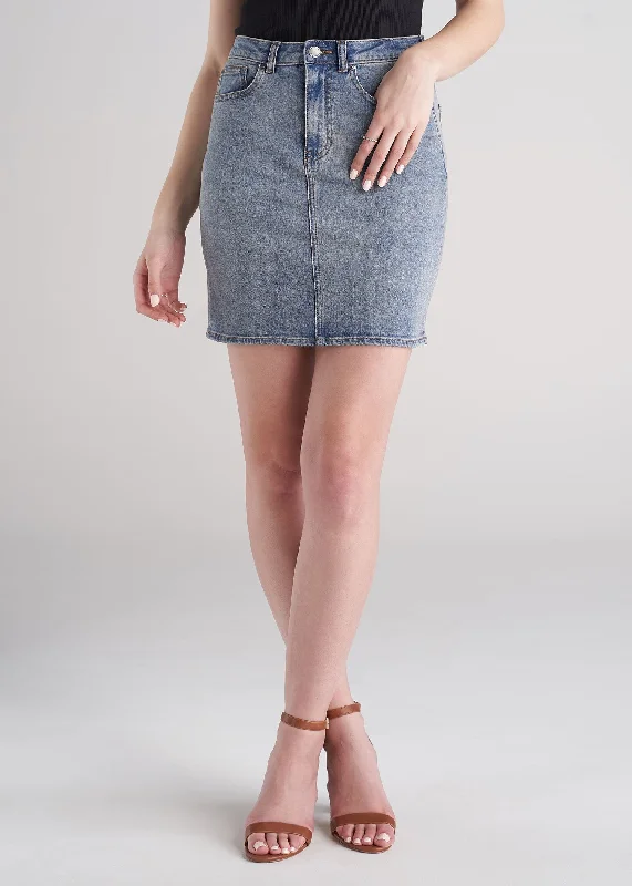 Classic Women's Tall Denim Skirt in Vintage Light Blue