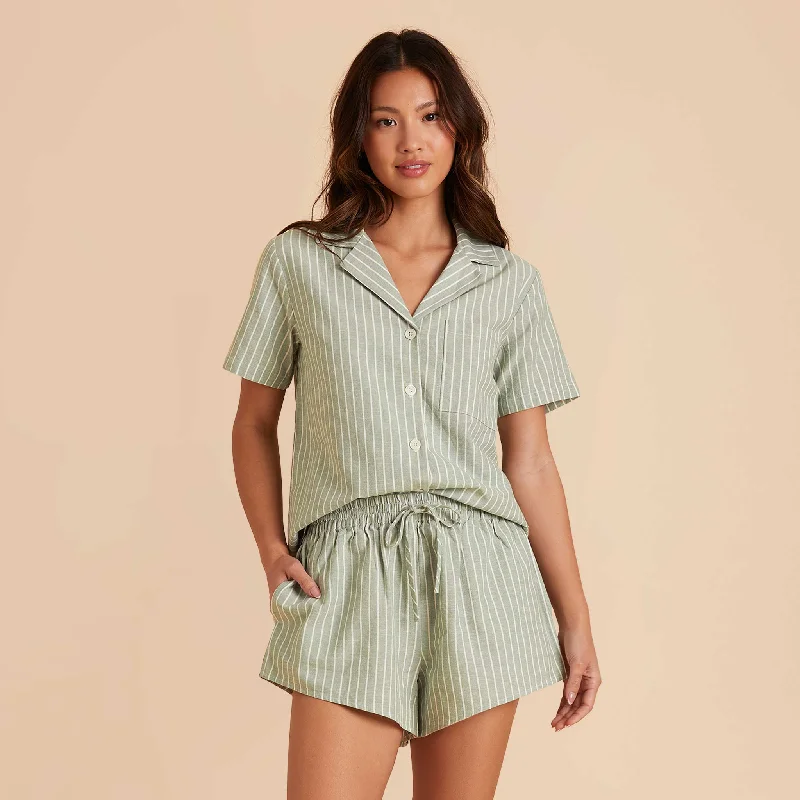 Atticus Pajama Set - Sage Stripe