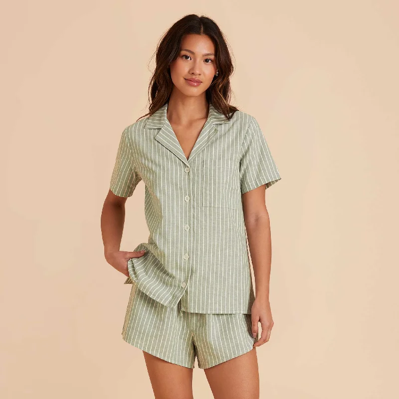 Atticus Pajama Set - Sage Stripe