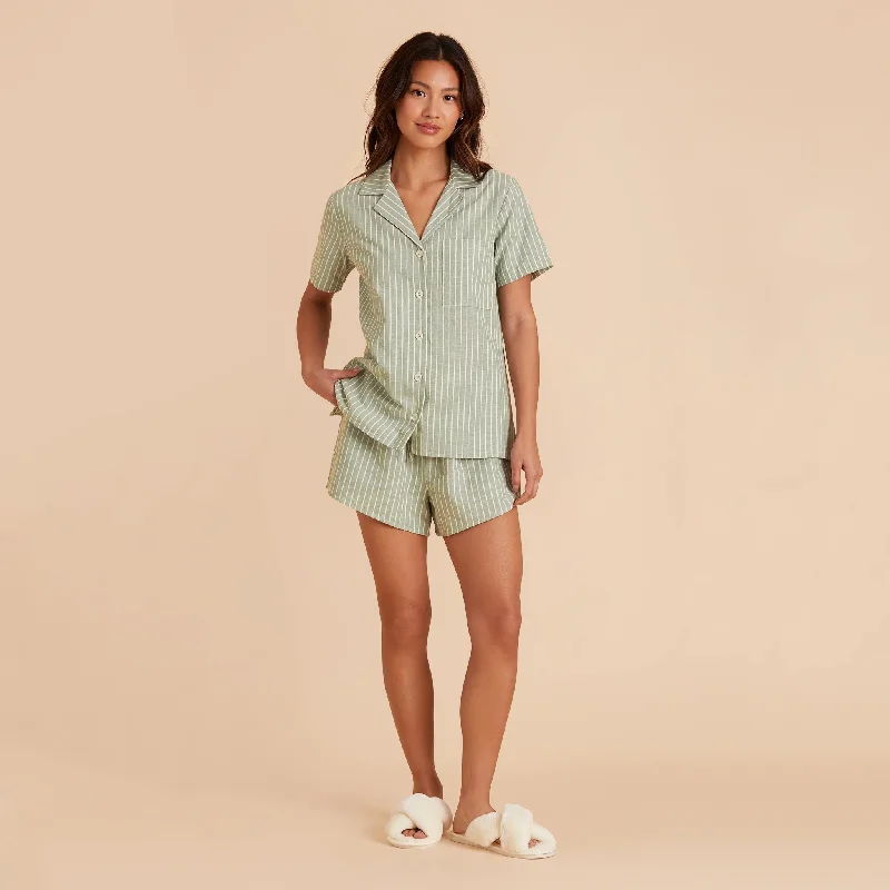 Atticus Pajama Set - Sage Stripe