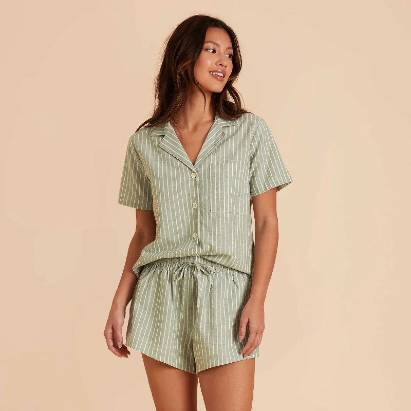 Atticus Pajama Set - Sage Stripe