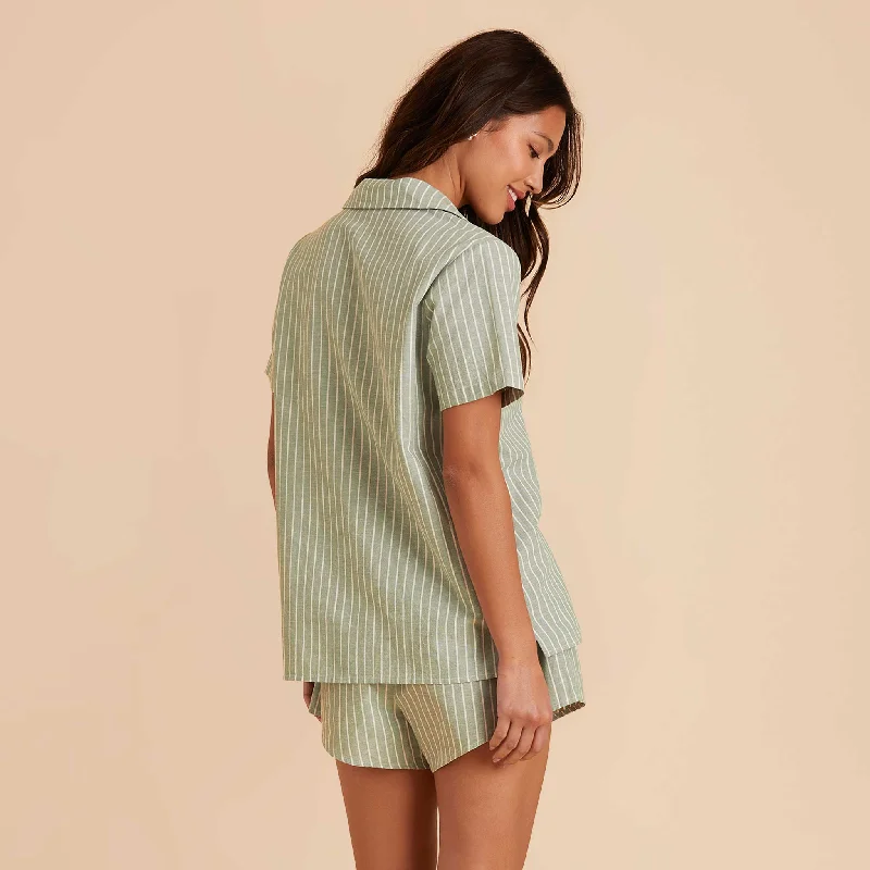 Atticus Pajama Set - Sage Stripe