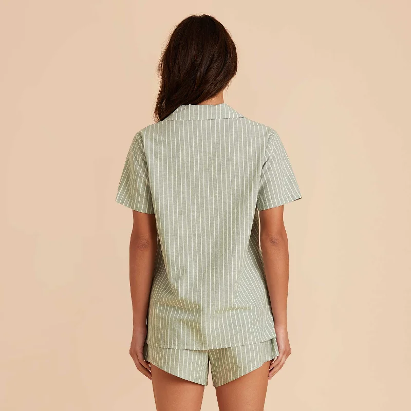 Atticus Pajama Set - Sage Stripe