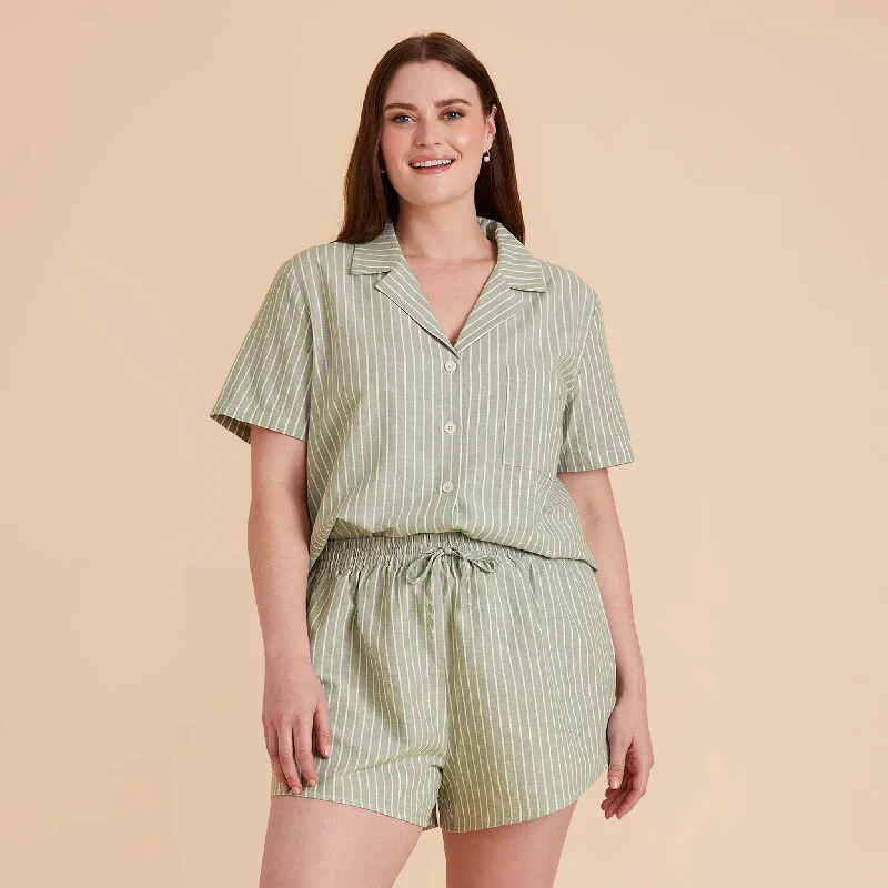 Atticus Pajama Set - Sage Stripe