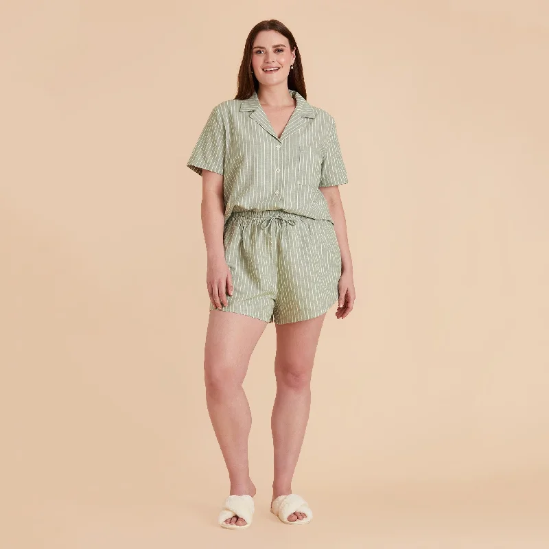 Atticus Pajama Set - Sage Stripe