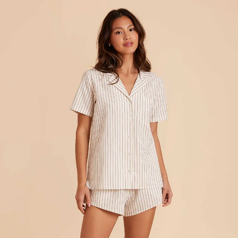 Atticus Pajama Set - Taupe Stripe