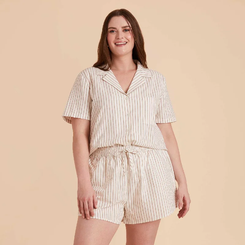 Atticus Pajama Set - Taupe Stripe