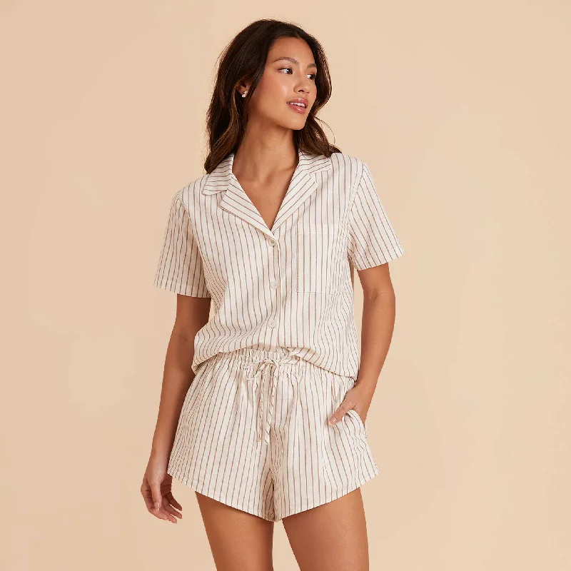 Atticus Pajama Set - Taupe Stripe