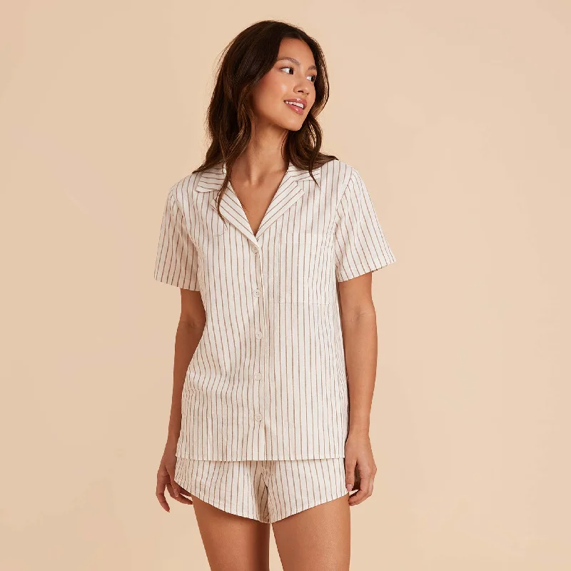 Atticus Pajama Set - Taupe Stripe