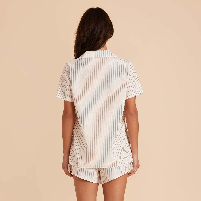 Atticus Pajama Set - Taupe Stripe