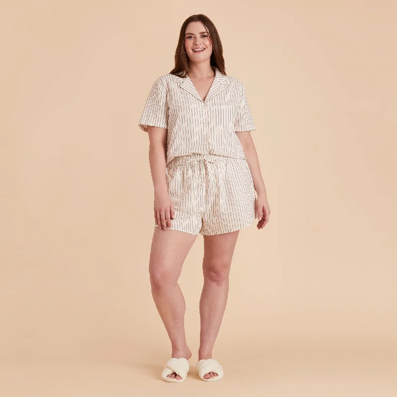 Atticus Pajama Set - Taupe Stripe