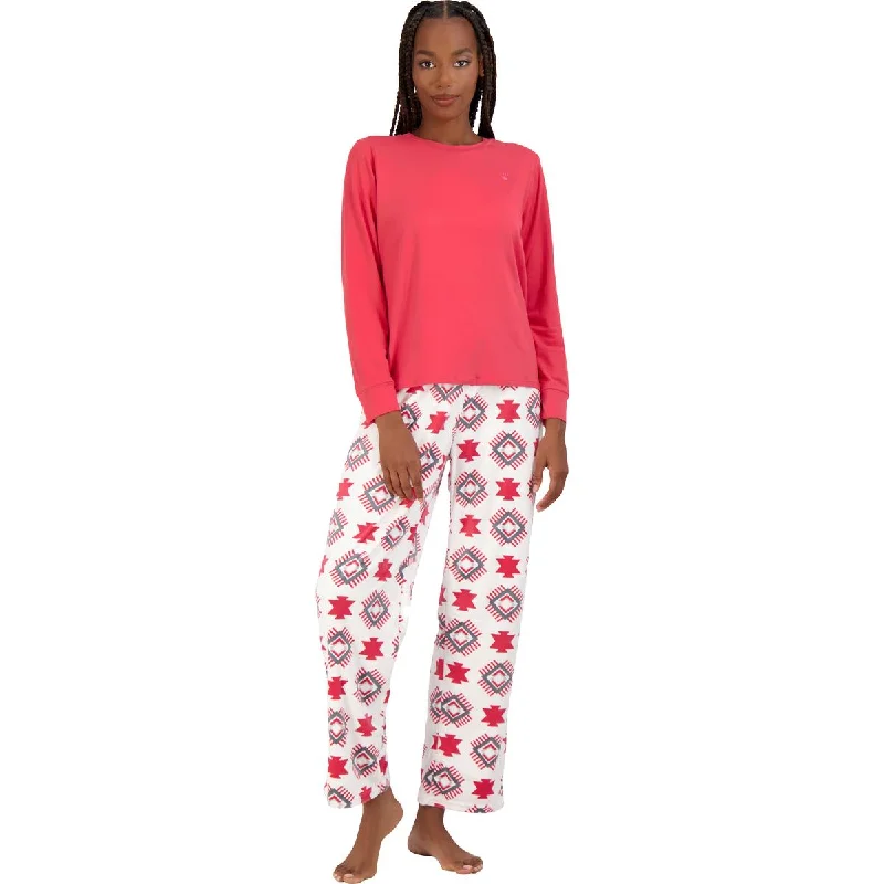 Bearpaw Women's 2 Piece Printed Long Sleeve Tee and Pants Pajama Sleepwear Set