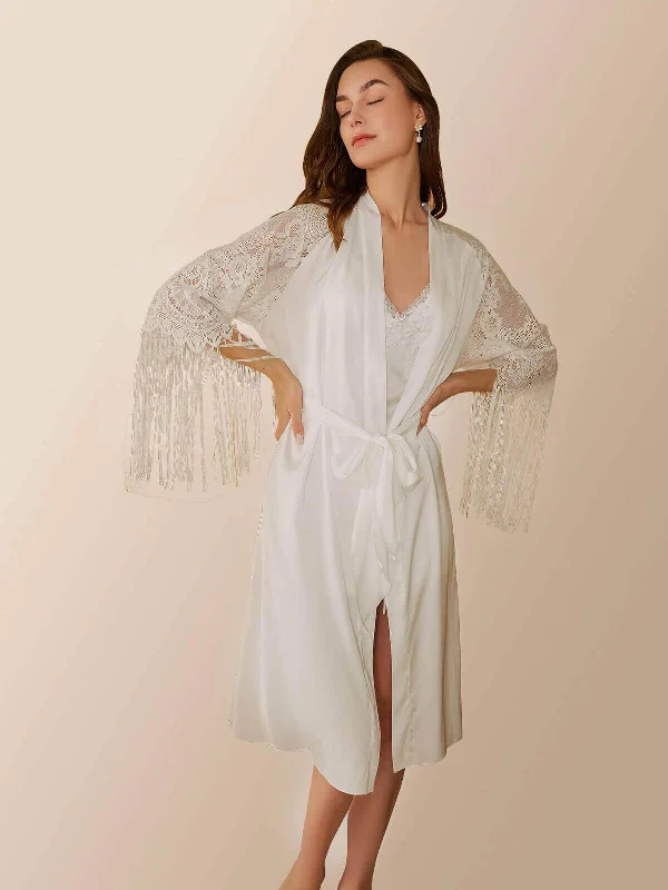 White Tassel Bridal Robe