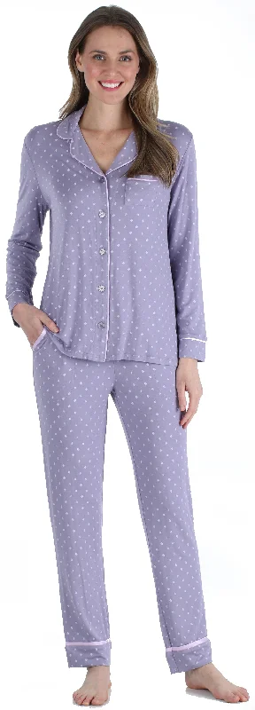 bSoft Women’s Breathable Soft 2-Piece Long Sleeve Button-Down Pajama Lounger Set