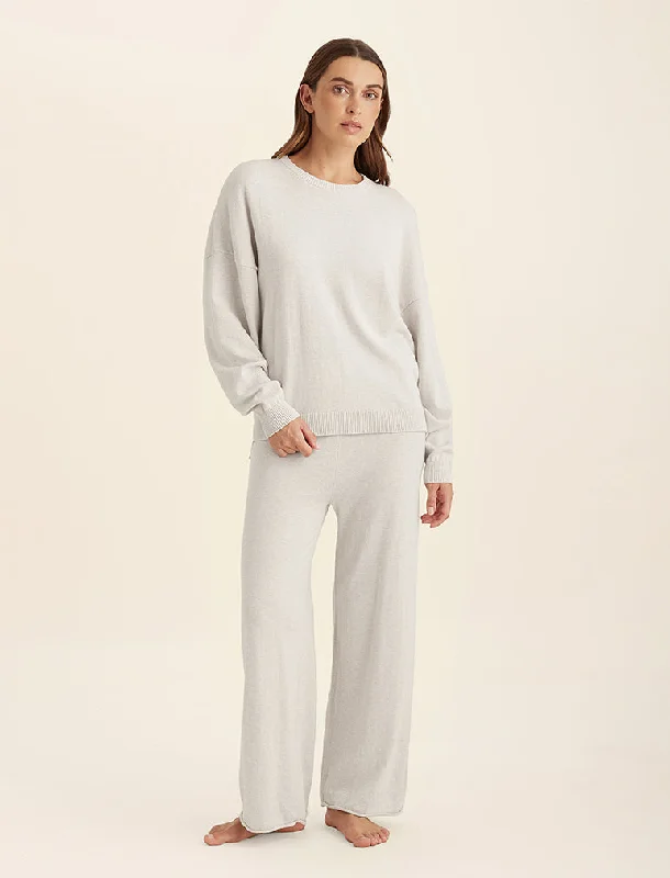 Cotton Cashmere Crew Neck Long Sleeve Top