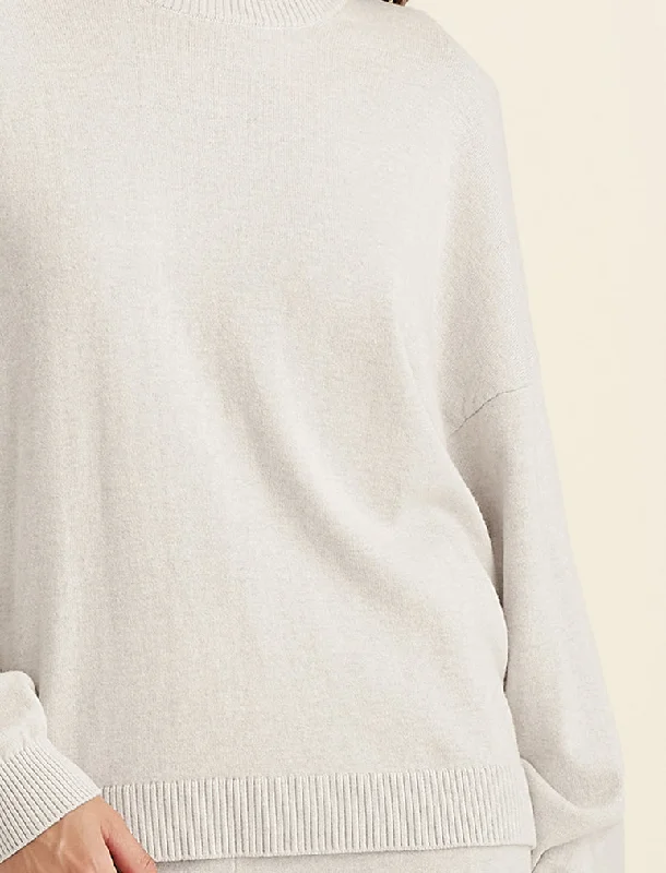 Cotton Cashmere Crew Neck Long Sleeve Top