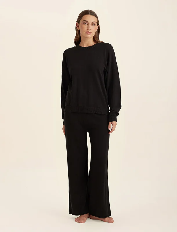 Cotton Cashmere Crew Neck Long Sleeve Top