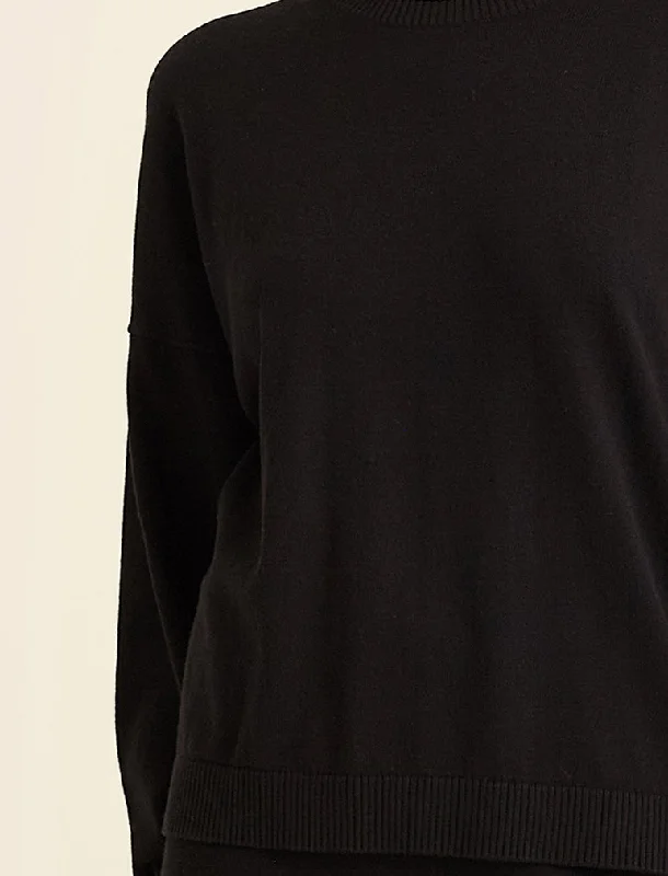 Cotton Cashmere Crew Neck Long Sleeve Top