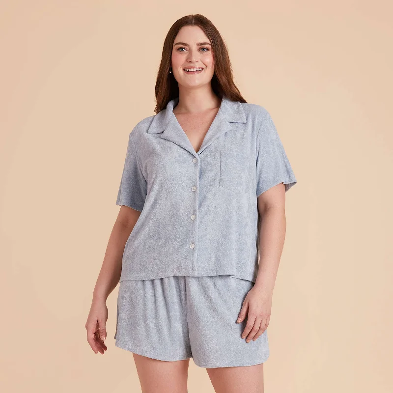 Eunice Short Sleeve Shirt and Shorts Set - Ice Blue