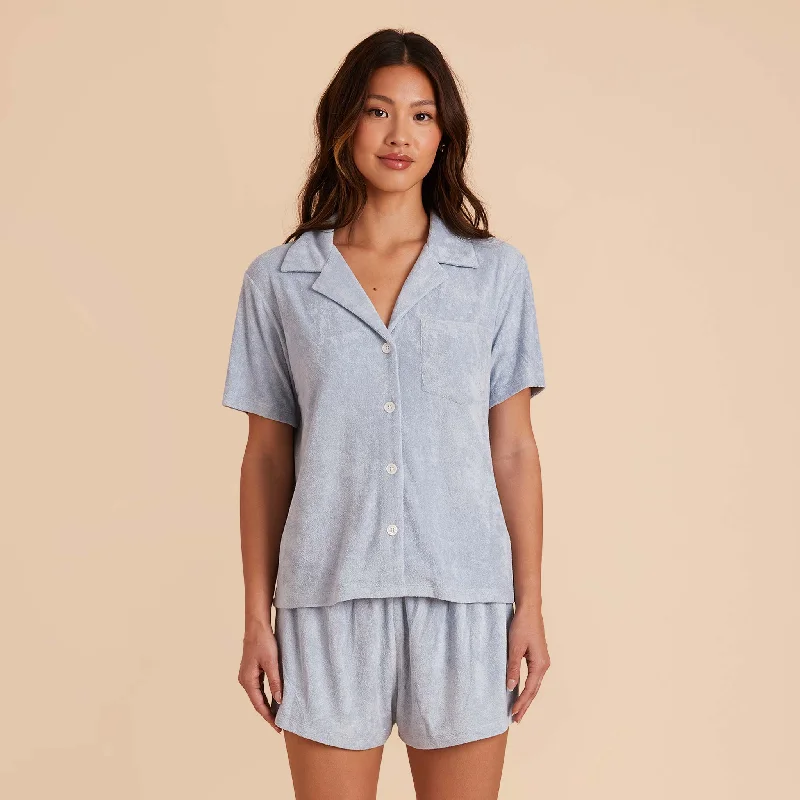 Eunice Short Sleeve Shirt and Shorts Set - Ice Blue