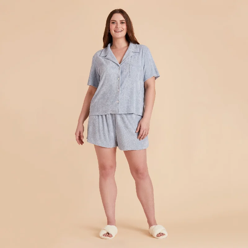 Eunice Short Sleeve Shirt and Shorts Set - Ice Blue