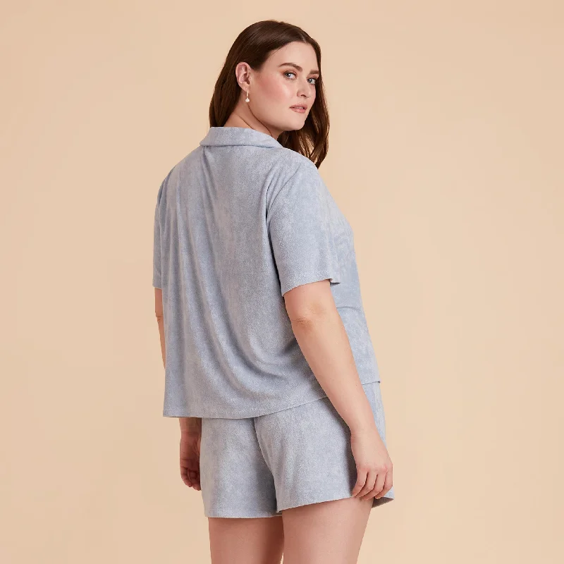 Eunice Short Sleeve Shirt and Shorts Set - Ice Blue