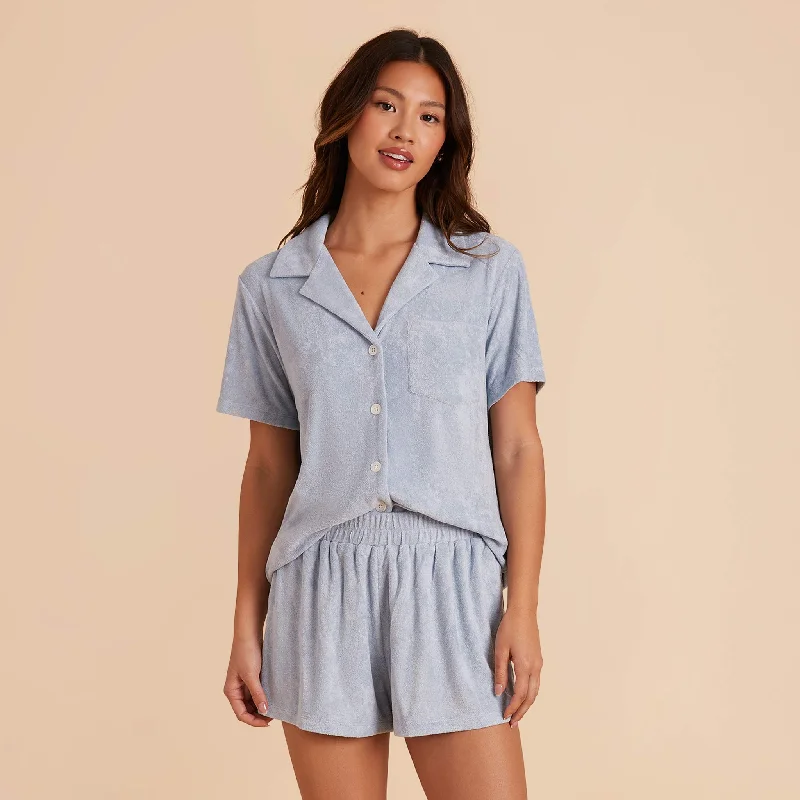 Eunice Short Sleeve Shirt and Shorts Set - Ice Blue