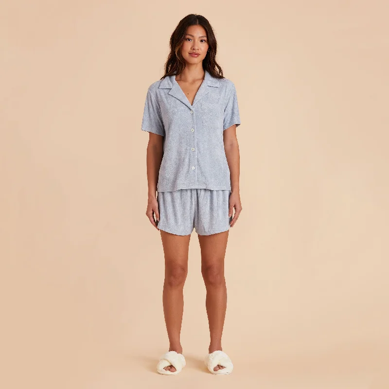 Eunice Short Sleeve Shirt and Shorts Set - Ice Blue