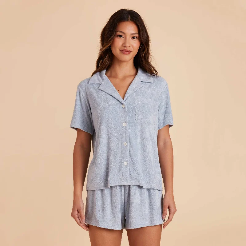 Eunice Short Sleeve Shirt and Shorts Set - Ice Blue