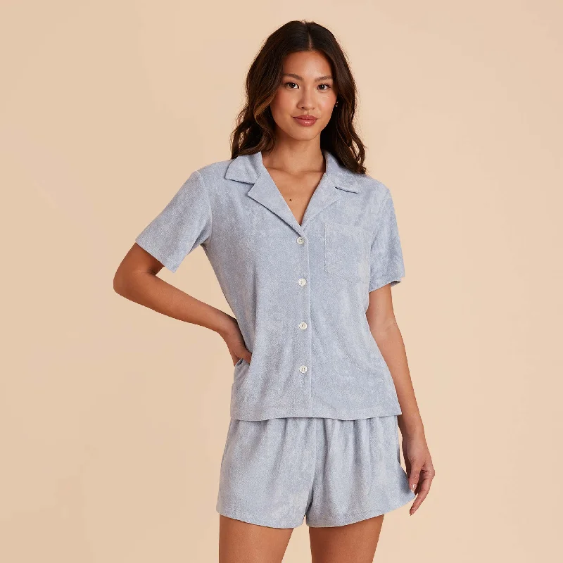 Eunice Short Sleeve Shirt and Shorts Set - Ice Blue