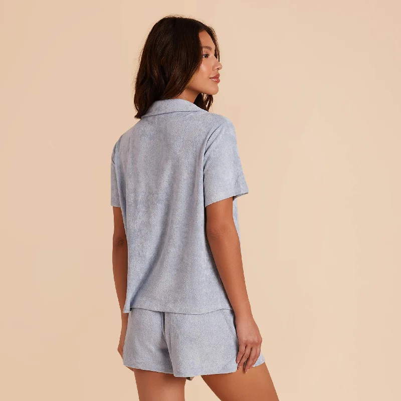 Eunice Short Sleeve Shirt and Shorts Set - Ice Blue