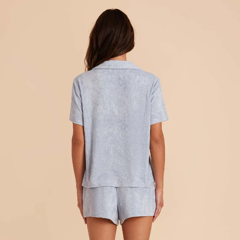 Eunice Short Sleeve Shirt and Shorts Set - Ice Blue