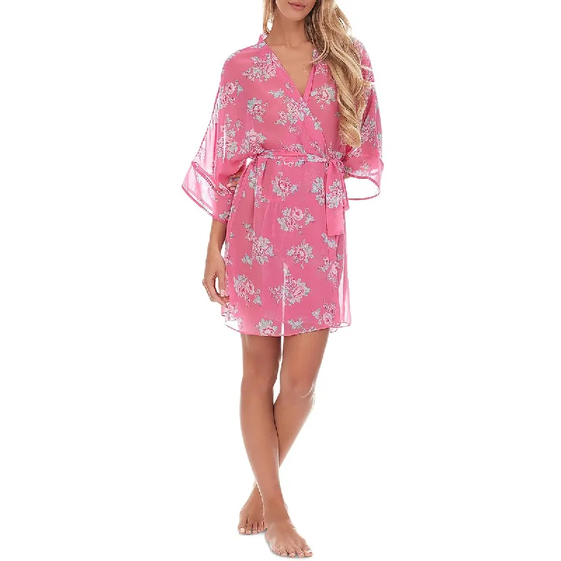 Flora Nikrooz Womens Floral Chiffon Robe