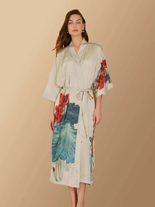 Oriental Lotus Kimono Robe