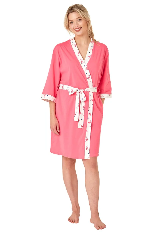 Indigo Sky Flamingo Kimono Robe, Pink